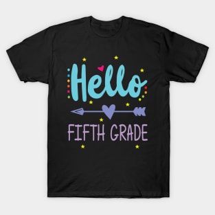 Heart Arrow Teacher Student Back To School Hello Fifth Grade T-Shirt